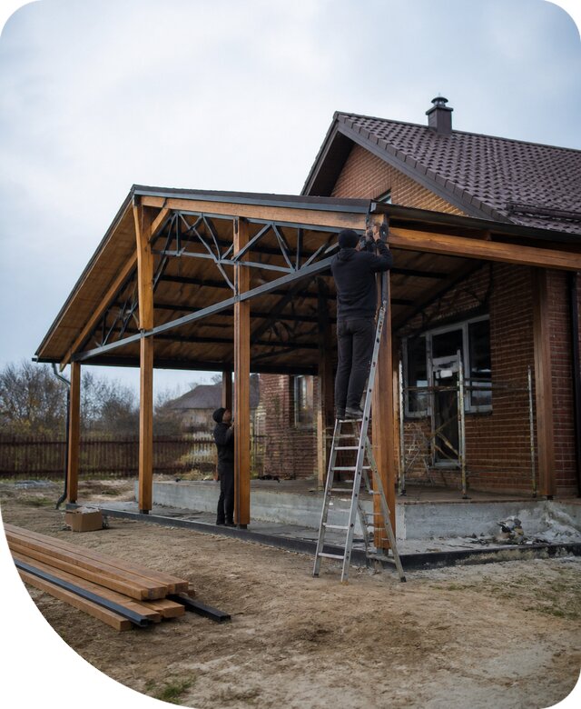 Пристройка навеса к дому и участку в Красногорске под ключ